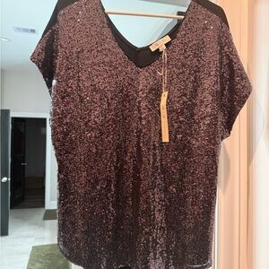 She + Sky Glittering Sequin Blouse - Black